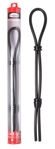 Malesation Cock Grip Double verstellbare Penisschlaufe und Hodenschlaufe in Schwarz 1