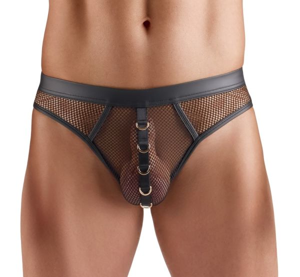Svenjoyment Netz Riostring mit goldfarbenen Ringen in Schwarz 1