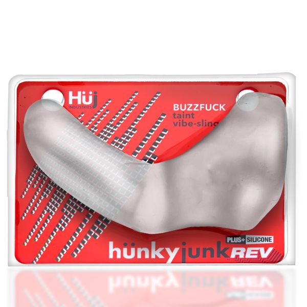 Hünkyjunk BUZZFUCK Penis- und Hodenring mit Vibration Clear Ice