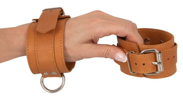 ZADO Handfesseln mit D-Ringen aus Leder