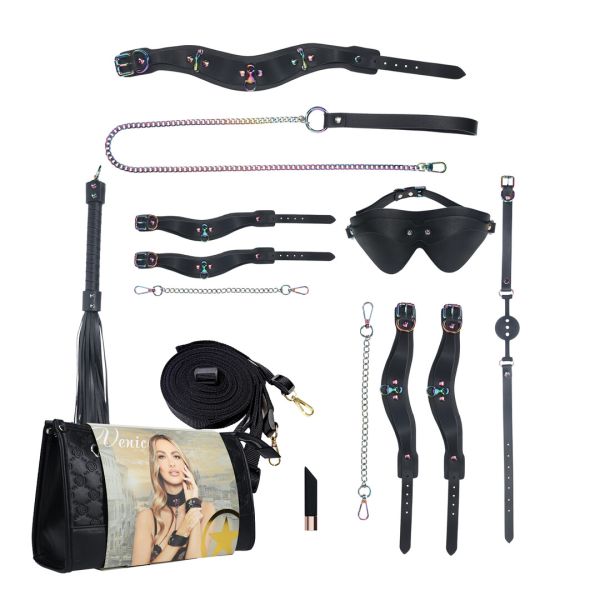 Ouch! Venice Collection Bondage Kit mit Tasche in Schwarz 1