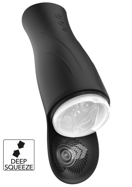 Hidden Desire Fusion X Deep Squeeze Triple Masturbator mit Hodenhalter in Schwarz 1