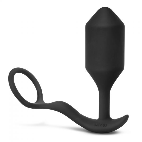 B-Vibe - Vibrating Snug & Tug Penisring mit Analplug groß