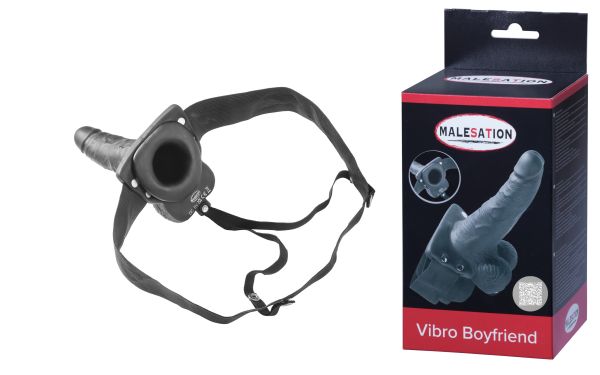 Malesation Vibro Boyfriend hohler Strap On mit Vibration in Schwarz 1