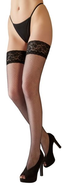 Cottelli Legwear halterlose Strümpfe Netz schwarz 10cm