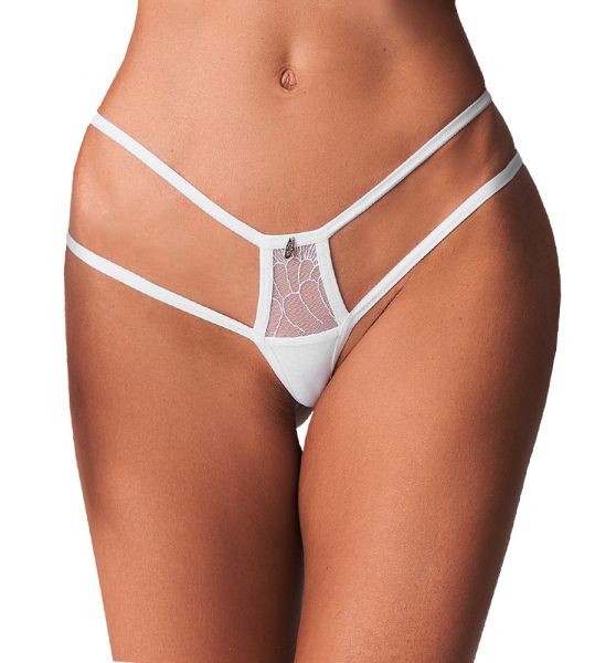 Obsessive Arrowel String mit bestickter Spitze in Weiß 1