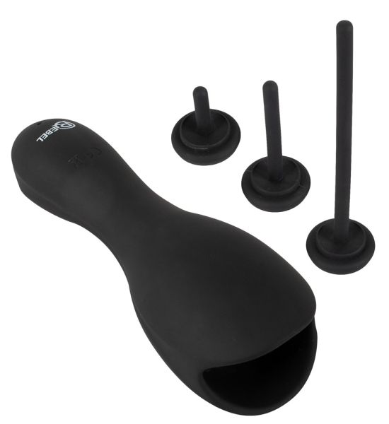 Rebel Glans Masturbator with 3 Dilators Eichelvibrator Schwarz