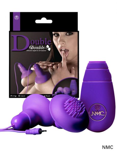 Nipple and clitoral stimulation with vibration purple