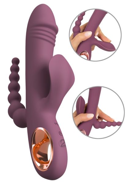 You2Toys Slim Triple Plum Vibrator mit Klitoris und Analreizer in Lila 1