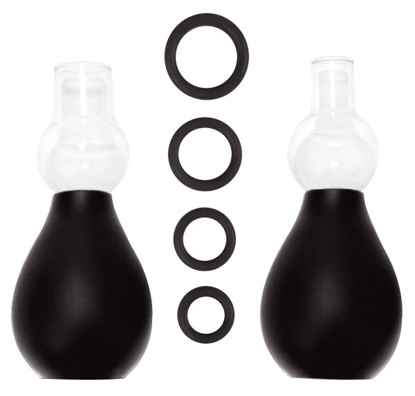 Ouch! Nipple Erector Set Nippelpumpen mit Ringen in Schwarz 1