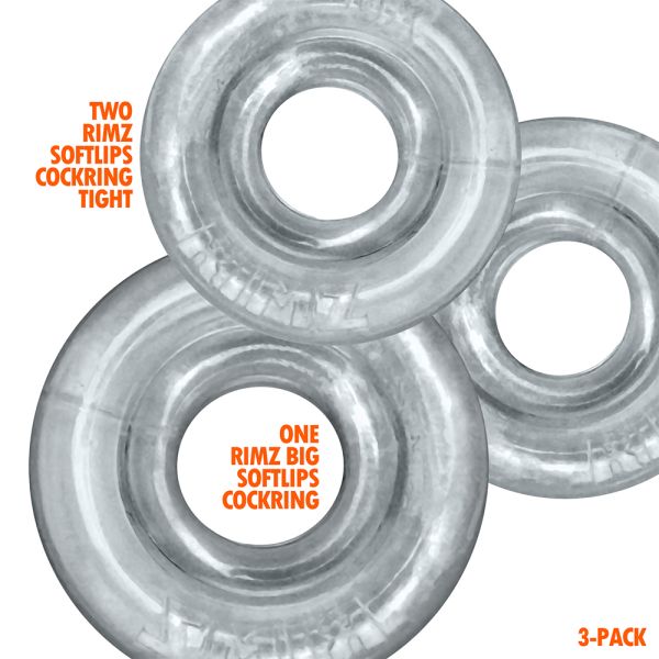 Oxballs RIMRINGZ Multi Size 3-Pack Cockrings Clear