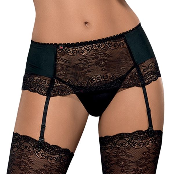Obsessive Miamor breiter Strapsgurt mit String in Schwarz 1