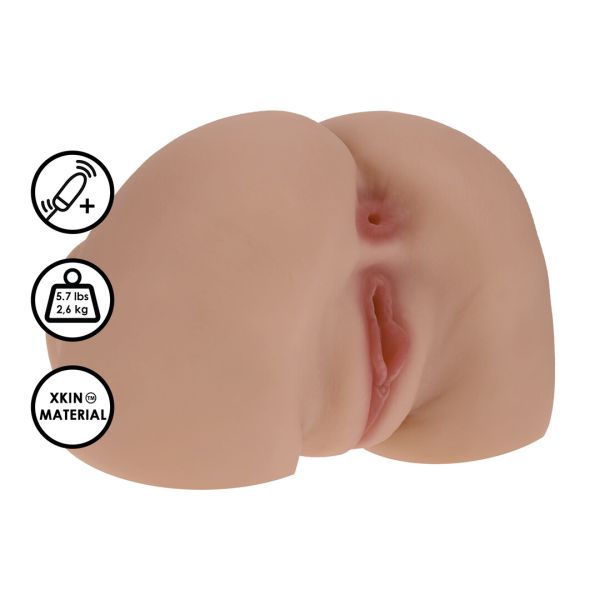 Xkin Bodyforms Nina Vale Dual Entry Masturbator mit Vibration in Hellbraun 1