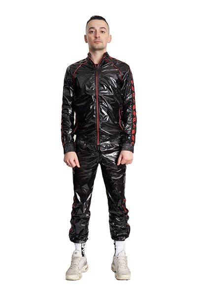 BEAT Nylon Track Suit Jacke schwarz-rot