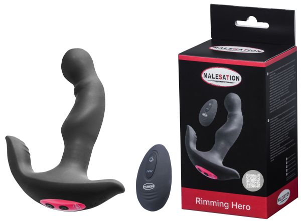 Malesation Rimming Hero Prostatamassager mit Perlen und Fernbedienung in Schwarz 1