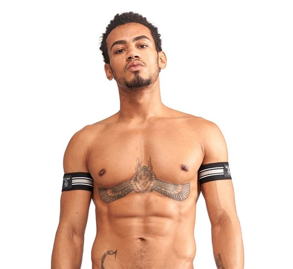 Mister B Urban Club bicep bands, striped, grey