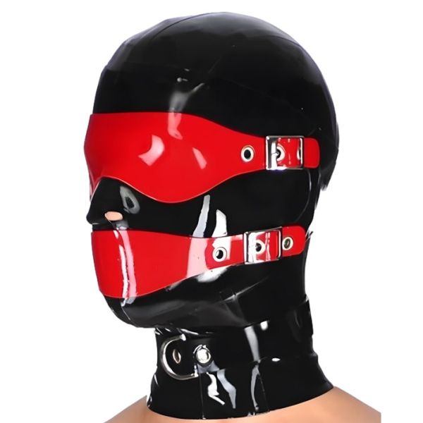 LateXcite Blindmutemax Latexmaske Schwarz und Rot 1