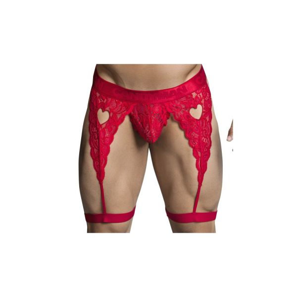 CandyMan String Strapsgürtel mit Spitze Peitho Rot