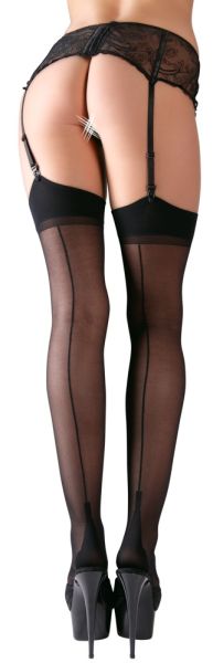 Cottelli Legwear Straps-Strümpfe mit Naht schwarz