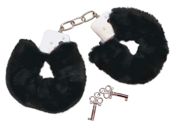 Bad Kitty Plüschhandschellen in Schwarz 1