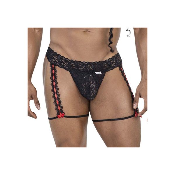 CandyMan Oshiza Strapsgürtel aus Spitze Schwarz-Rot