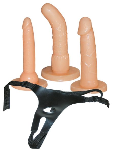 You2Toys Strap On Set mit drei Wechseldildos in Hautfarben 1