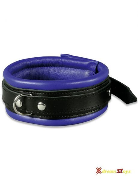 Neck restraint made of leather in blue/black