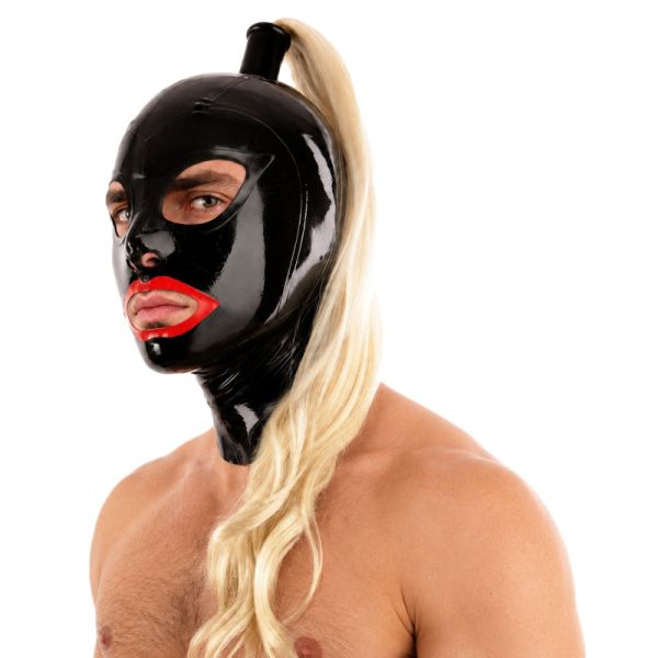 LateXcite Redlips Latexmaske Schwarz