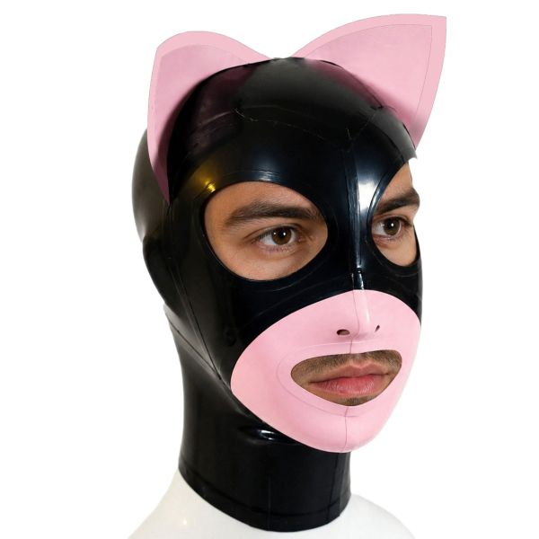 LateXcite Catoon Latexmaske Schwarz und Pink 1