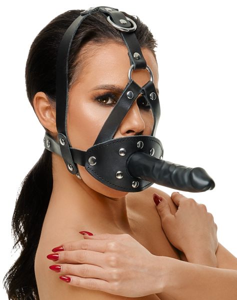 ZADO Leder-Kopfgeschirr mit Dildo 3