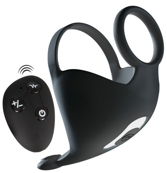 Rebel Cock ring with RC ball massager Hodenvibrator Schwarz