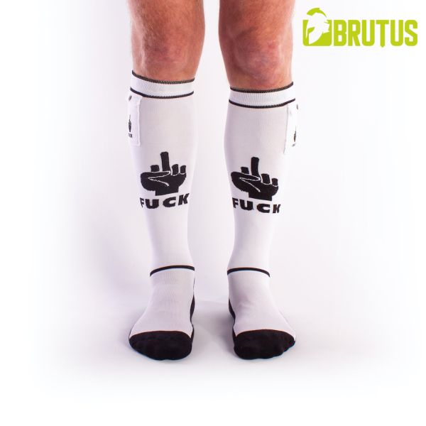 Brutus Fxxx Party Socks mit Taschen Weiß/Schwarz