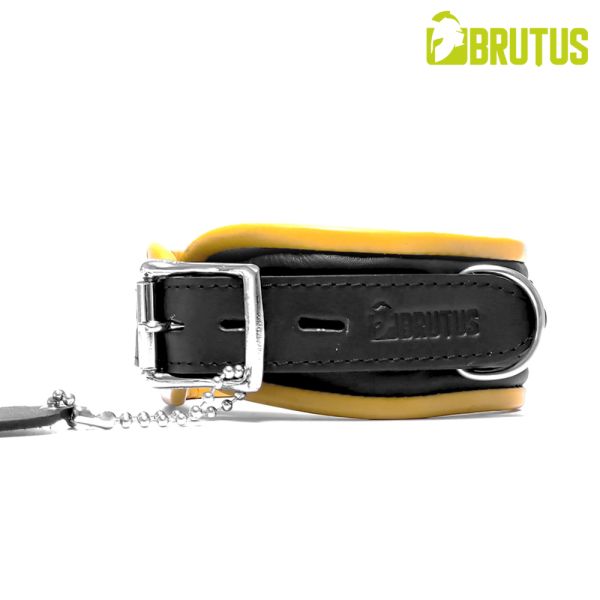 Brutus Halsband Leather Collection in Schwarz und Gelb 1
