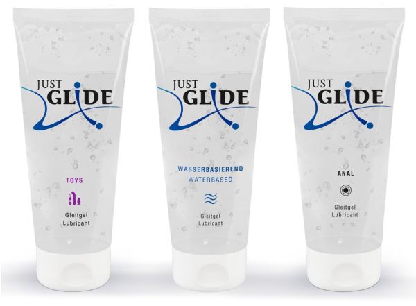 Just Glide Gleitgel Set Waterbased Anal und Toys 3 x 200 ml