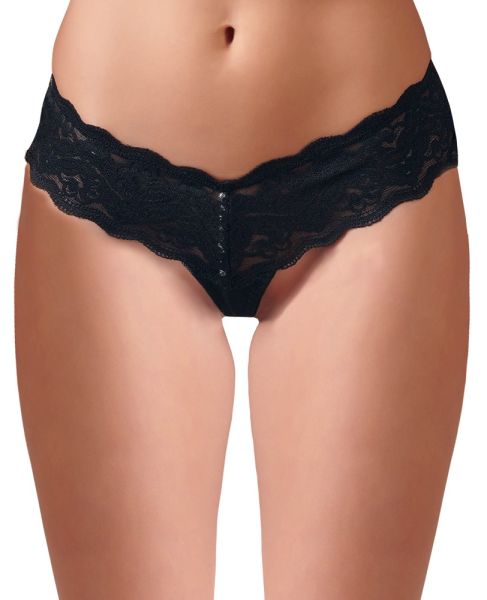 Cottelli Lingerie Spitzenstring mit Perlenkette und breitem Bund in Schwarz 1