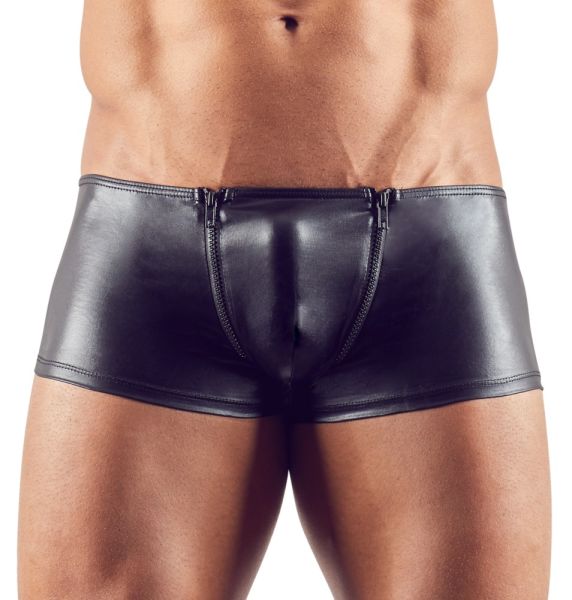 Svenjoyment glänzende Pants mit Reißverschlüssen in Schwarz 1