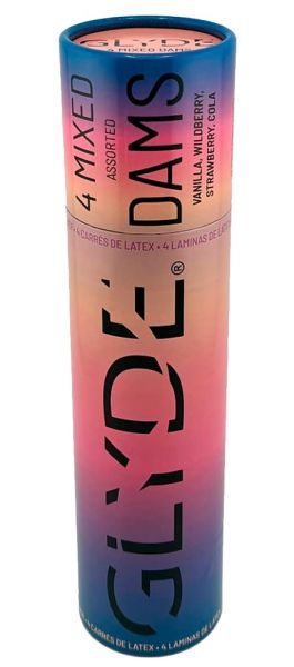 Sheer Glyde Dams MIX – vegane Latex-Schutztücher mit vier Aromen für sicheren Oralverkehr