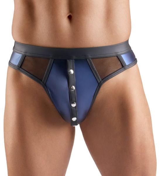 Svenjoyment Wetlook Riostring mit Netzeinsätzen in Dunkelblau 1