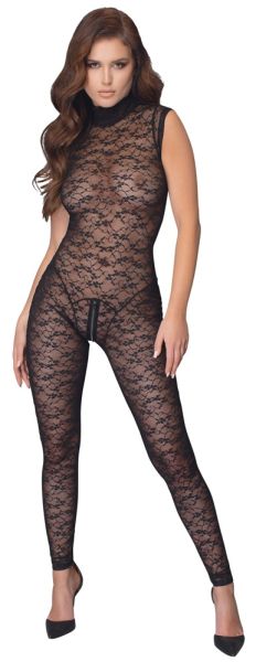 Cottelli Lingerie Spitzenoverall mit Reißverschluss in Schwarz 1