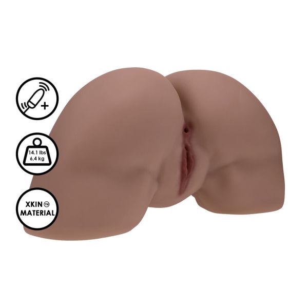 Xkin Bodyforms Clara Vossin Dual Entry Masturbator mit Vibration in Braun 1