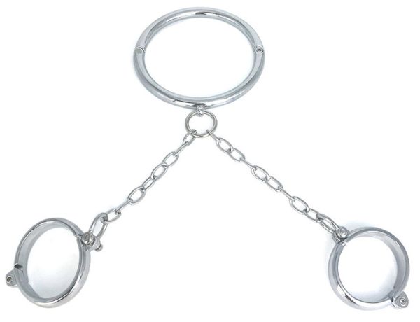 BDSMaster Neckop Halsband mit Handfesseln massiv 1