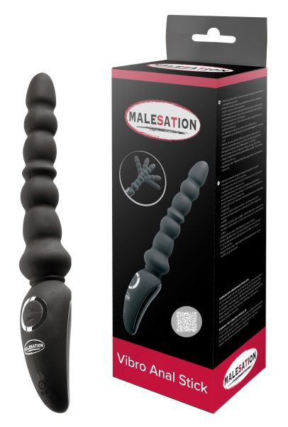 Malesation Vibro Anal Stick biegsamer Analvibrator mit Kugeln in Schwarz 1