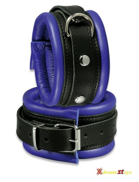 Leather ankle bracelet in blue/black