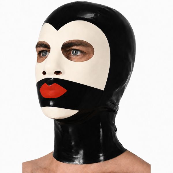 LateXcite Very Lips Latexhaube Schwarz und Weiß 1