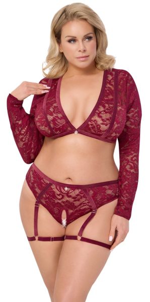 Cottelli CURVES Set aus Langarmtop und Strapsslip