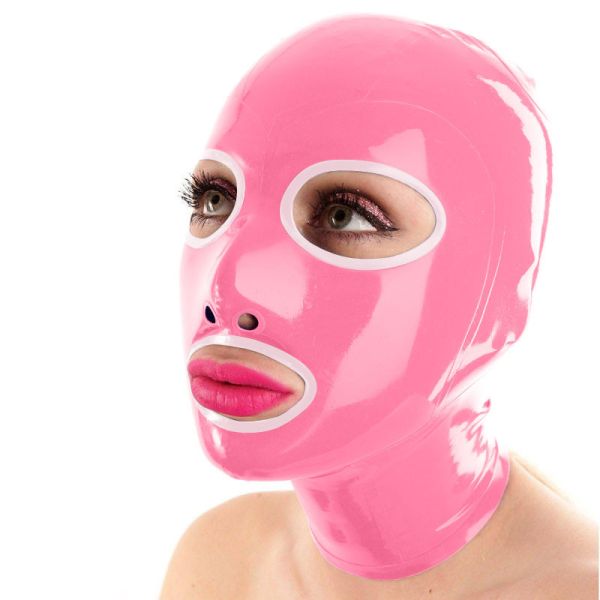 LateXcite Latexmaske mit Konturen Rosa und Weiß 2