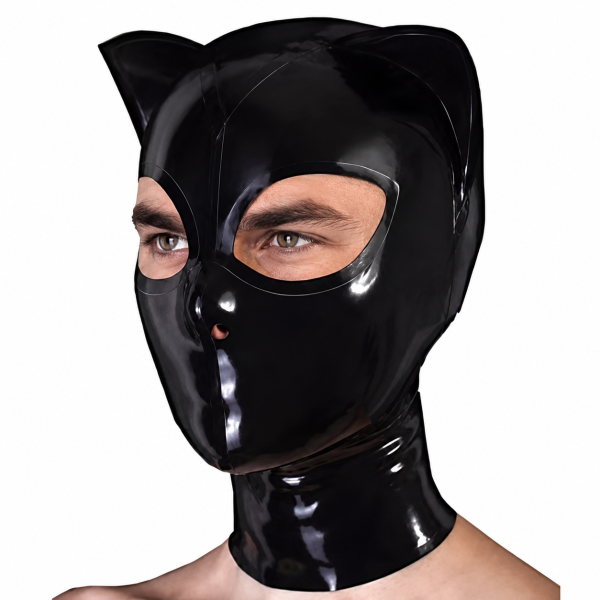 LateXcite Full Cat Latexhaube Schwarz 1