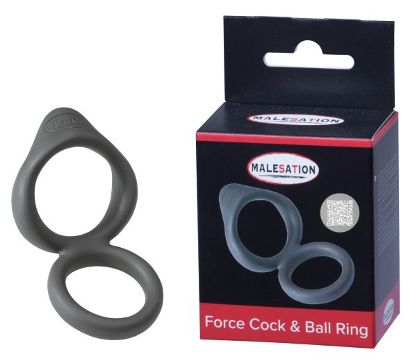Malesation Force Cock & Ball Ring Penisring und Hodenring mit Klitorisreizer in Schwarz 1