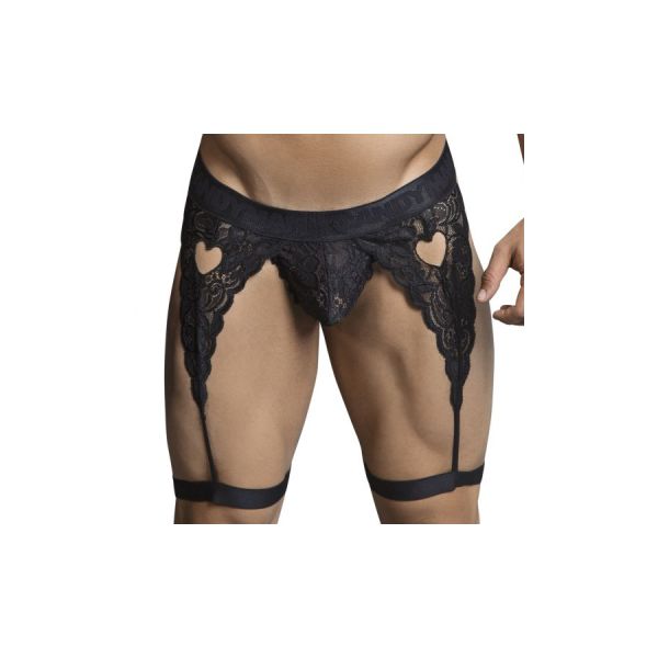 CandyMan String Strapsgürtel mit Spitze Peitho Schwarz