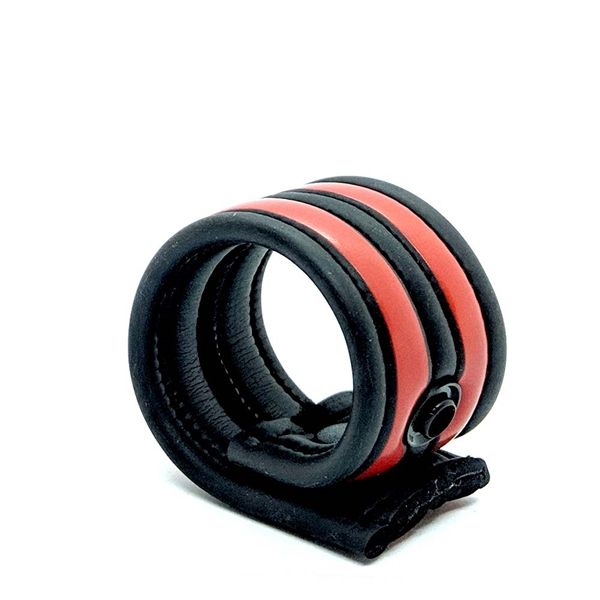 Neopren Ball Strap Hodenstrecker schwarz-rot